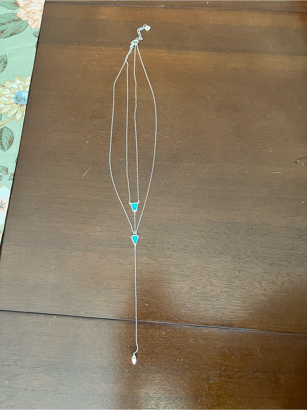 Silpada Silver Double Y-Necklace with Turquoise Triangle Accents